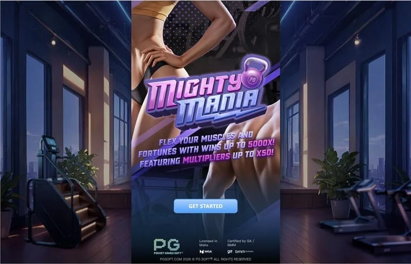 Mighty Mania — главно меню и екран за избор на залог